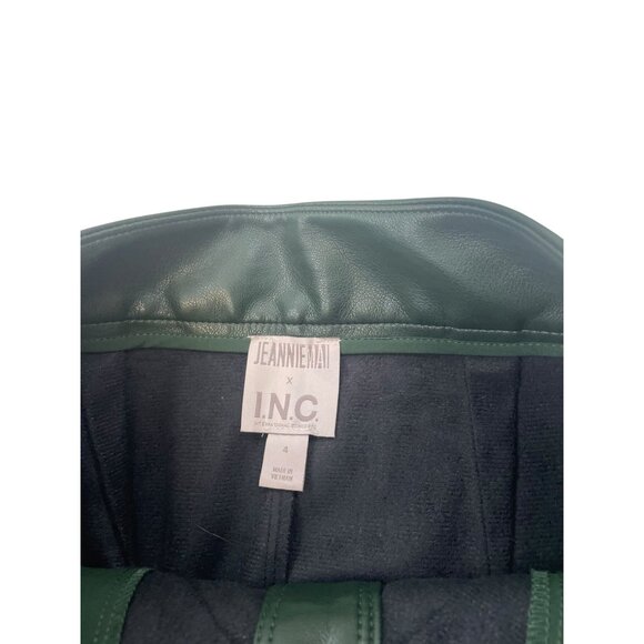 Jeannie Mai X INC Green Faux Leather Button-Front Midi Skirt With Pockets Size 4 - Picture 6 of 10
